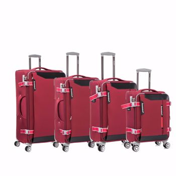 Softside Upright Luggage Set Expandable, Lightweight,4-Piece (20//24/28/32) ,Claret Red