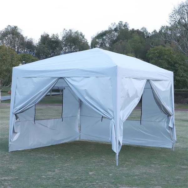 Outdoor 10x 10Ft Pop Up Gazebo Canopy Tent with Removable Sidewall with Zipper,2pcs Sidewall with Mosquito Netting,with 4pcs Weight sand bag,with Carry Bag-White