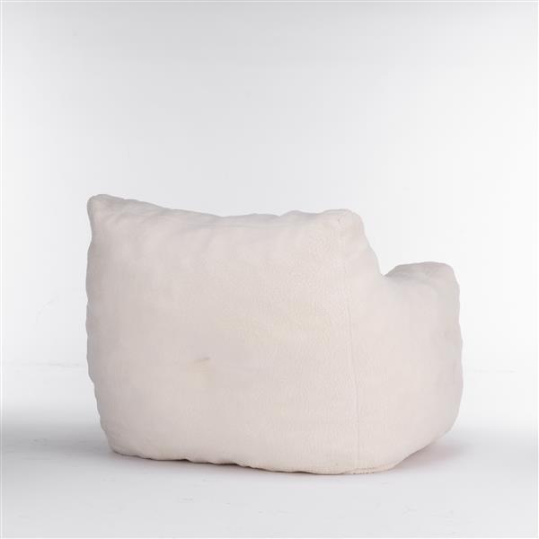 010-Soft Teddy Fabric Tufted Foam Bean Bag Chair With Teddy Fabric Ivory White