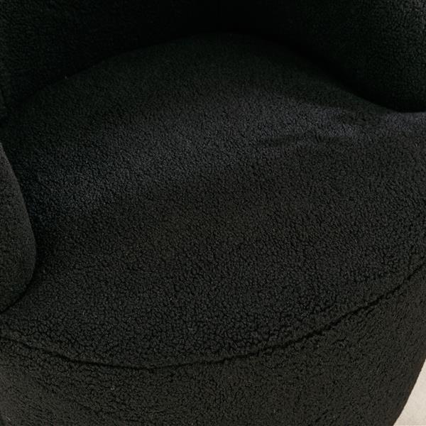 Teddy Fabric Swivel Armchair Barrel Chair With Black Powder Coating Metal Ring,Black