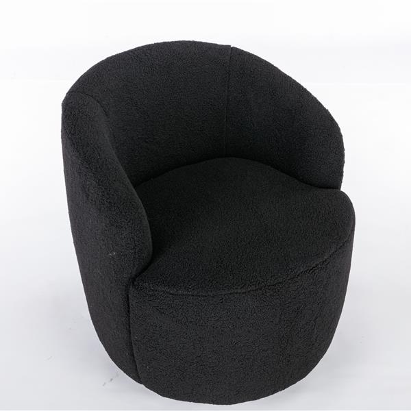 Teddy Fabric Swivel Armchair Barrel Chair With Black Powder Coating Metal Ring,Black