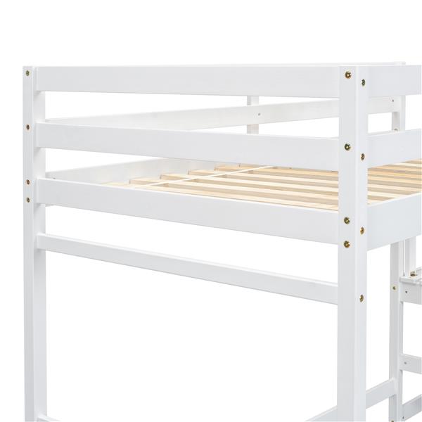 Twin High Loft Bed with Ladder landing Platform, Ladders, Guardrails,White