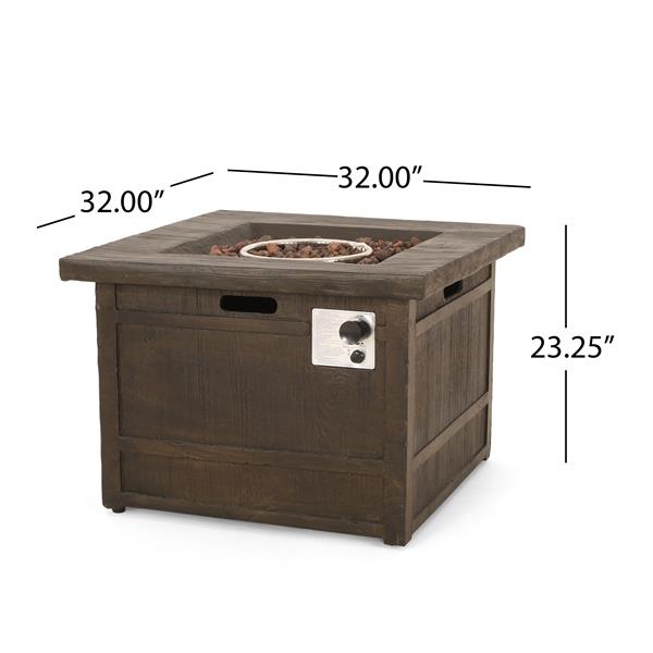 50,000 BTU Outdoor Lightweight Concrete Gas-Burning Fire Pit by 32", Brown