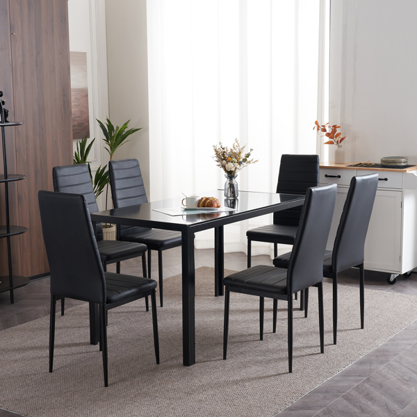 4pcs Elegant Assembled Stripping Texture High Backrest Dining Chairs Black（Replace encoding：13028198-18410366）