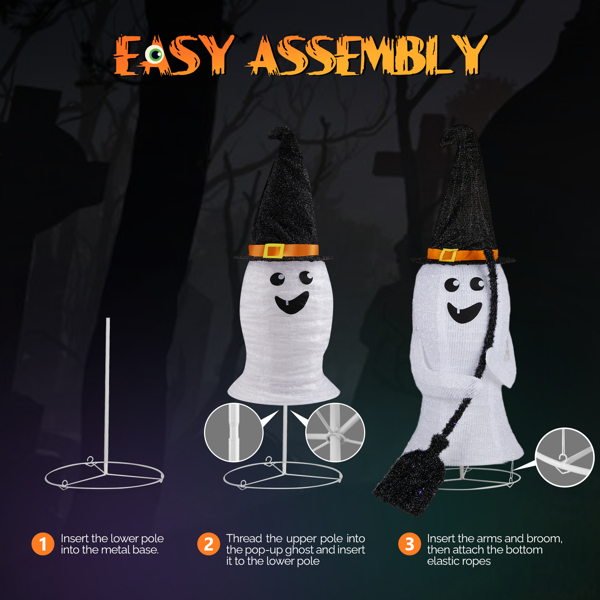 4ft  Ghost 100LED Lighted Outdoor Halloween Decorations 