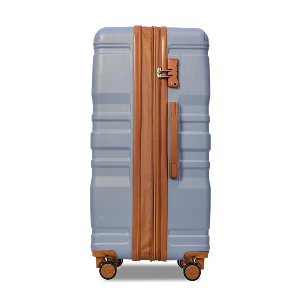 Luggage Sets New Model Expandable ABS Hardshell 3pcs Clearance Luggage Hardside Lightweight Durable Suitcase sets Spinner Wheels Suitcase with TSA Lock 20''24''28''(blue and brown)