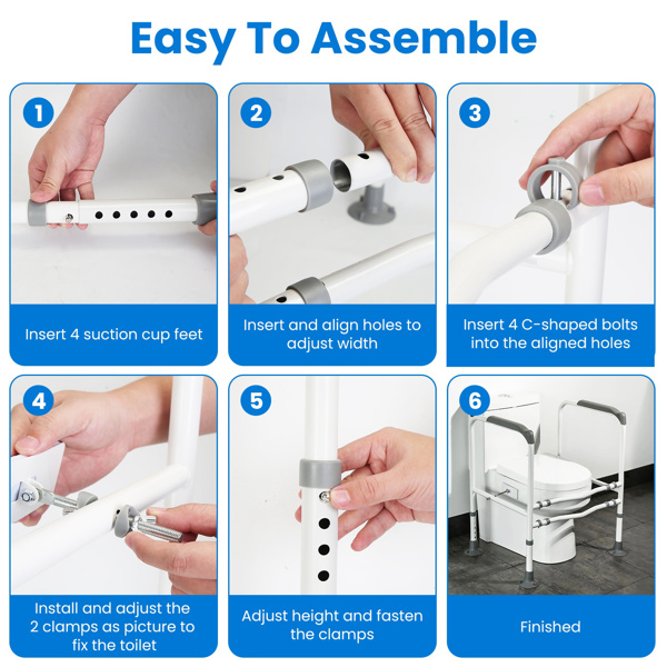 Toilet Safety Rails for Elderly Adjustable Toilet Safety Rails Stand Alone Toilet Safety Frame with Adjustable Heights Width for Elderly Pregnant Patient