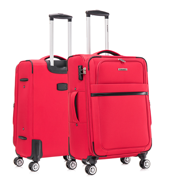 3-piece fabric soft luggage set with swivel wheels and password lock, 20/26/30 inches,Red