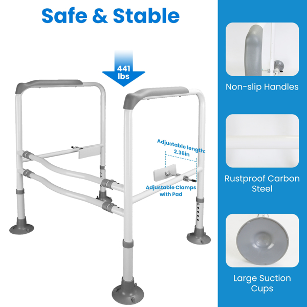 Toilet Safety Rails for Elderly Adjustable Toilet Safety Rails Stand Alone Toilet Safety Frame with Adjustable Heights Width for Elderly Pregnant Patient