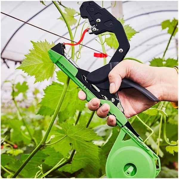 Plant tying machine for grapes, raspberries, tomatoes, and wine vegetables (red), 10 rolls of adhesive tape+1 box of nails