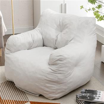 010-Soft Velvet Fabric Bean Bag Chair Filled With Memory Sponge,Ivory