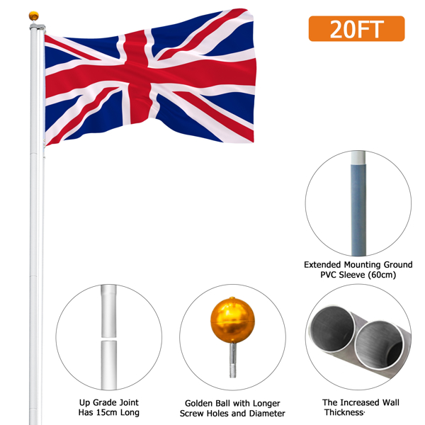 5.1*5.1*750cm Aluminum Alloy Splicing Flagpole Adjustable And Retractable Courtyard Outdoor Flagpole