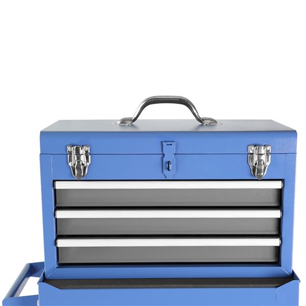 Rolling Garage Workshop Tool Organizer: Detachable 3 Drawer Tool Chest with Large Storage Cabinet and Adjustable Shelf