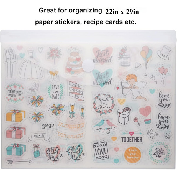 50pcs Clear Envelopes, Expandable Folders for Documents and Waterproof Folders with Snap Closure, A4 Size Letter Size, for School and Office Supplies