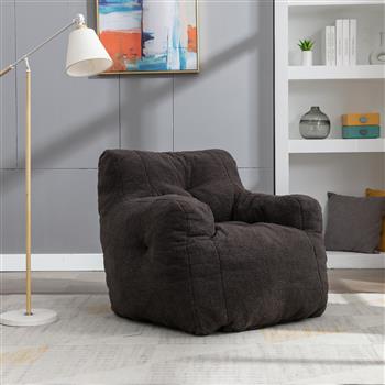 010-Soft Teddy Fabric Tufted Foam Bean Bag Chair With Teddy Fabric Dark Gray