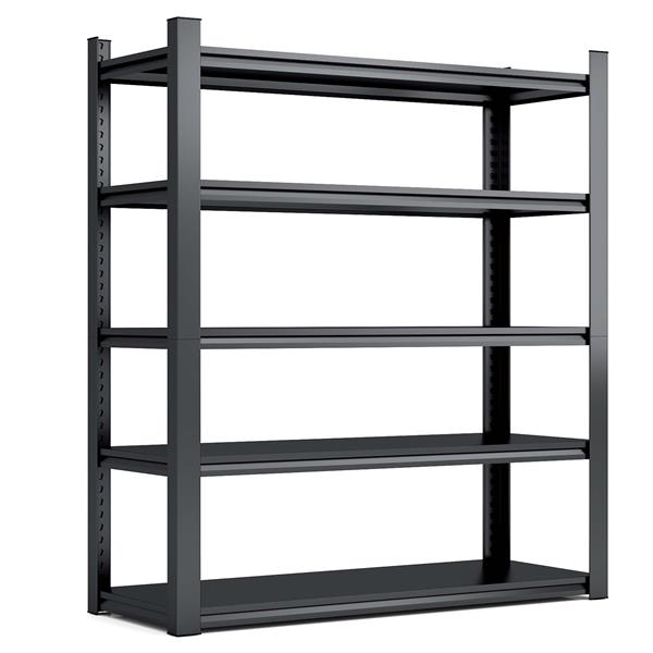 72"H  5 Tier Metal Shelves for Storage Garage Shelving 2000LBS Heavy Duty Storage Shelves Adjustable Garage Shelf Industrial Shelving Unit Storage Utility Rack,47.2"W*23.6"D*72"H,Black