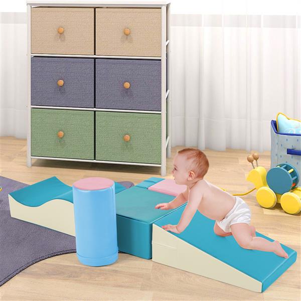 Colorful Soft Climb and Crawl Foam Playset 6 in 1, Soft Play Equipment Climb and Crawl Playground for Kids,Kids Crawling and Climbing Indoor Active Play Structure