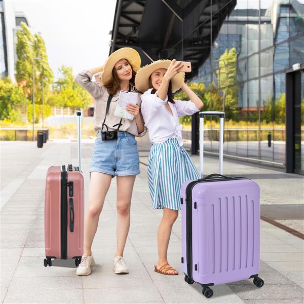 Luggage Sets New Model Expandable ABS+PC 3 Piece Sets with Spinner Wheels Lightweight TSA Lock (20/24/28), LIGHT PURPLE