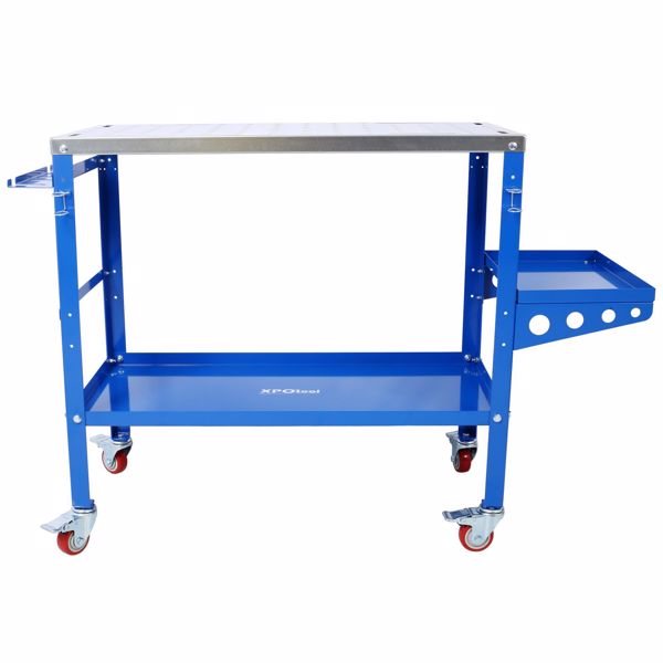 Welding Table 36"x18", 1200lbs Load Capacity Steel Welding Workbench Table on Wheels, Portable Work Bench with Braking Lockable Casters, Tool Slots, 5/8-inch Fixture Holes, Tool Tray 