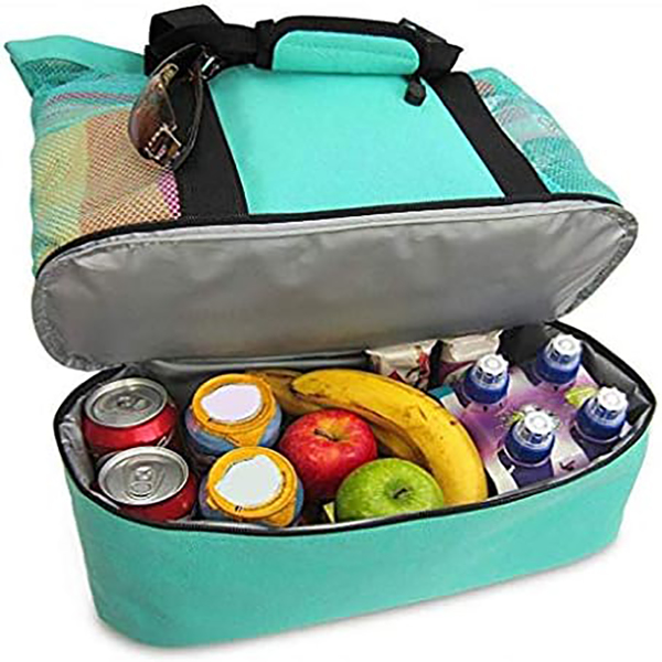 Waterproof Beach Bag with Cooler Compartment - Beach Bags Waterproof Sandproof for Women, Pool Bag & Beach Tote Bag Light Green