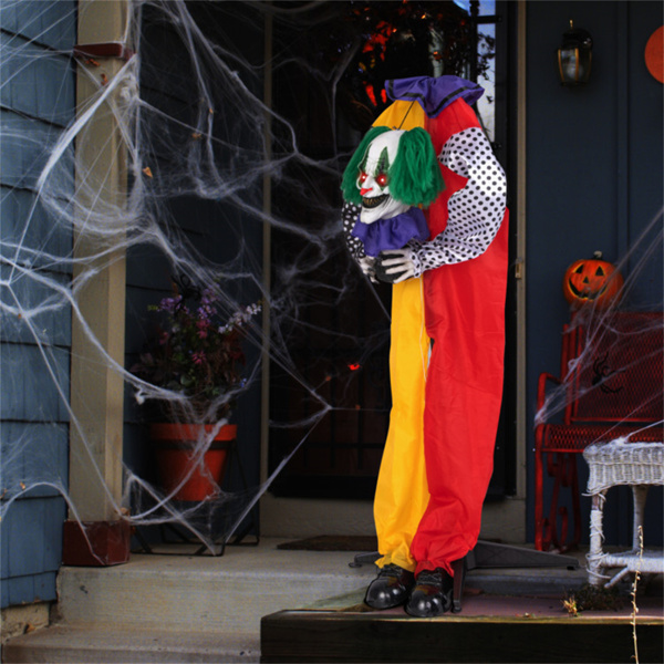 4.5FT Halloween clown decoration with LED eyes and phrase recording