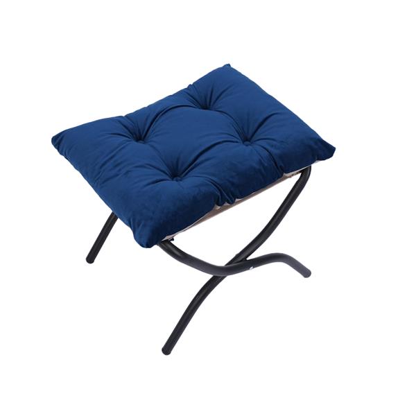 Living Room Chairs Modern Cotton Fabric Lazy Chair, Contemporary Lounge Chair, Single Steel Frame Leisure Sofa Chair with Armrests and A Side Pocket (Blue) ,with ottoman ,with footrest