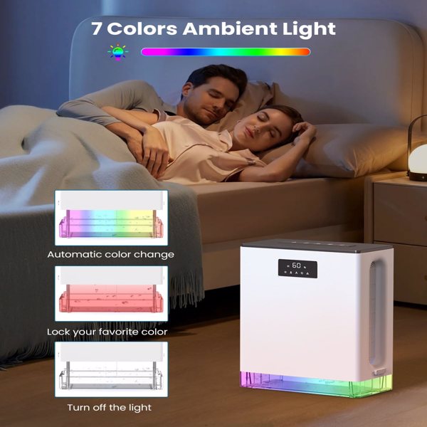 BIZEWO Dehumidifier for Home,Queit Dehumidifiers for Basement, Bathroom, Bedroom with 101oz Water Tank, Large Room Dehumidifier with 2 Working Mode, Auto Shut Off, 7 Colors LED Light(banned by Amazon)