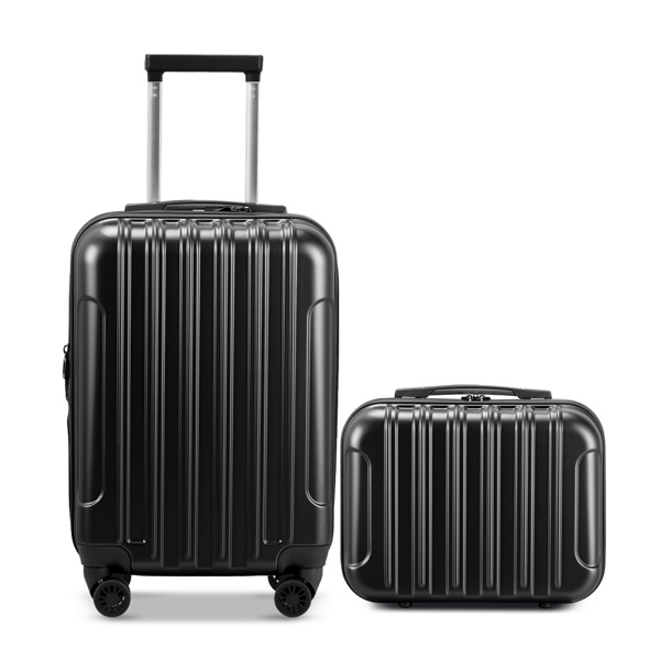 2 Piece Luggage Set, 20" Carry-On Expandble Luggage Hardside Lightweight Suitcase, 14" Mini Cosmetic Cases