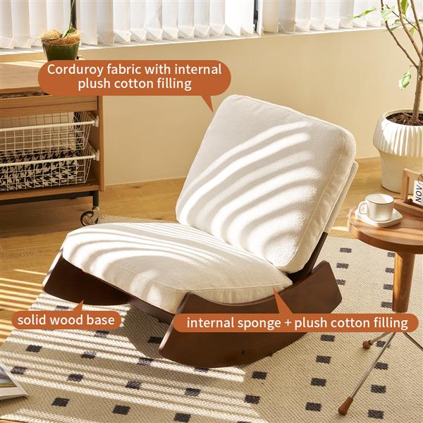 Comfortable Glider Rocking Chair, High-Quality Upholstery Glider Chair, Solid Wood Frame, Perfect for Multiple Settings Accent Reading Chair for Bedroom,Living Room,Nursery