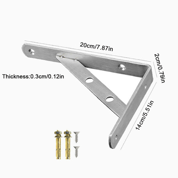 2Pcs Heavy Duty L Shaped Angle Shelf Brackets Support Stainless Wall Mounted