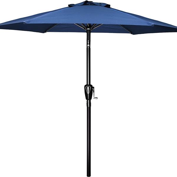 Simple Deluxe 7.5' Patio Outdoor Table Market Yard Umbrella with Push Button Tilt/Crank, 6 Sturdy Ribs for Garden, Deck, Backyard, Pool, 7.5ft, Blue