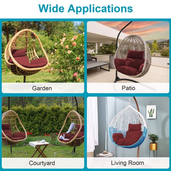 1 set of egg seat cushions, hanging basket seat cushions, thick and soft egg shaped swing seat cushions, and hanging egg seat cushions with headrests (1 set, including cushion only)