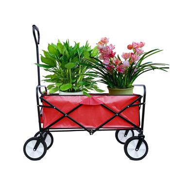 Folding Wagon Garden Shopping Beach Cart (Red)