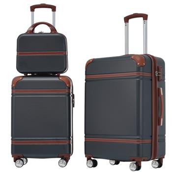 Hardshell Luggage Sets 3 Pieces 20\\"+24\\" Luggages and Cosmetic Case Spinner Suitcase with TSA Lock  Lightweight