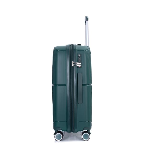 Expandable Hardshell Suitcase Double Spinner Wheels PP Luggage Sets Lightweight Durable Suitcase with TSA Lock,3-Piece Set (20/24/28) , Green