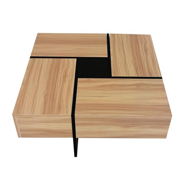 Unique Design Coffee Table with 4 Hidden Storage Compartments, Square Cocktail Table with Extendable Sliding Tabletop, UV High-gloss Design Center Table for Living Room, 31.5"x 31.5"