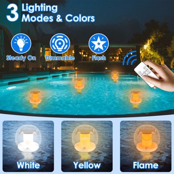 2Pcs Solar Floating Pool Lights Solar Flame Stake Lights IP67 Waterproof Outdoor Globe Ball Lights With 3 Lighting Colors Modes For Pool Garden Patio Yard Party Pathway Decoration christmas Decoration