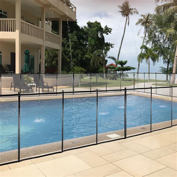 48x4 Ft Outdoor Pool Fence With Section Kit,Removable Mesh Barrier,For Inground Pools,Garden And Patio,Black