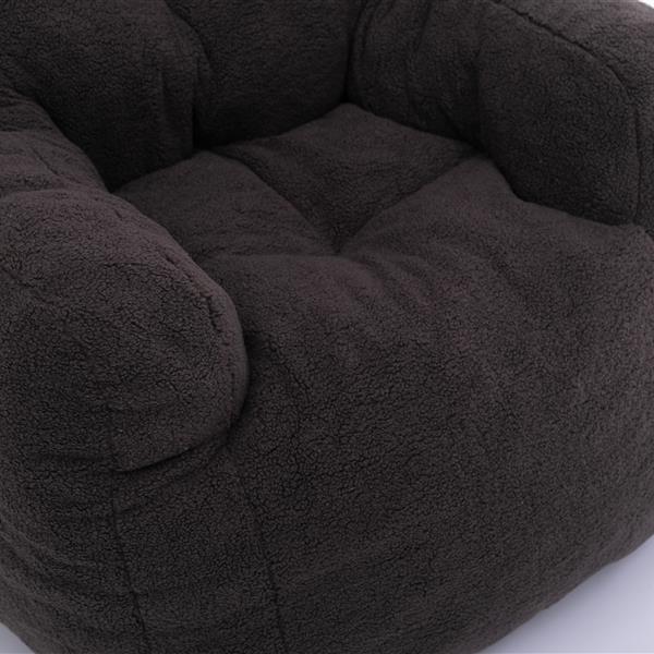 010-Soft Teddy Fabric Tufted Foam Bean Bag Chair With Teddy Fabric Dark Gray