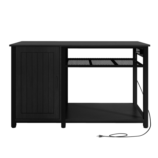 Heavy Duty 55-75 Gallon Aquarium Stand with Power Outlets, Cabinet for Fish Tank Accessories Storage - Metal Fish Tank Stand Suitable for Fish Tank, Turtle Tank, 880LBS Capacity, Black 