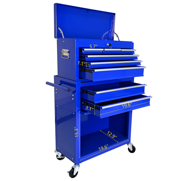 High Capacity Rolling Tool Chest with Wheels and Drawers, 8-Drawer Tool Storage Cabinet--BLUE