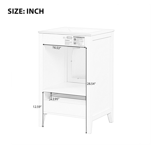 20" Bathroom Vanity with Sink, Bathroom Cabinet with Soft Closing Glass Door, A Drawer, Black 