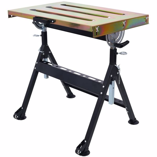 Welding Table 30"x20", 400lbs Load Capacity Steel Welding Workbench Table on Wheels, Folding Work Bench with Three Slot, , Adjustable Angle & Height 