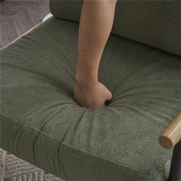 Upholstered Mid Century Lounge Chair Reading Armchair Chenille Fabric Modern Arm Chair with Metal Frame , Chair for Living Room,  Green