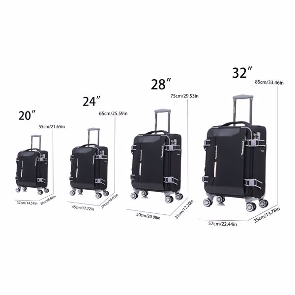 Softside Upright Luggage Set Expandable, Lightweight,4-Piece (20//24/28/32) ,Black