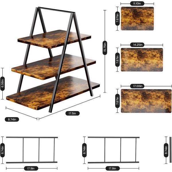 Paper cupcake rack, wooden 3-layer dessert rack, dessert table display set, can accommodate 50 paper cupcakes, suitable for family gatherings, size 17.5 X 8.74 X 15.75 inches (3-layer retro color)