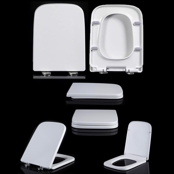 1pc white silent closed PP toilet lid, durable bathroom toilet lid, thickened design, easy to install household plastic seat ring