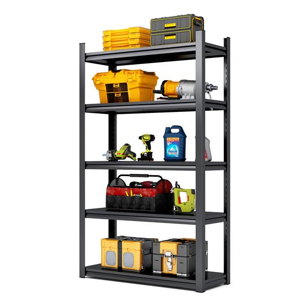 72"H  5 Tier Metal Shelves for Storage Garage Shelving 2000LBS Heavy Duty Storage Shelves Adjustable Garage Shelf Industrial Shelving Unit Storage Utility Rack,47.2"W*23.6"D*72"H,Black