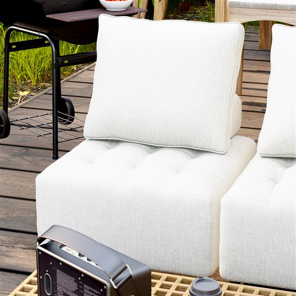 Outdoor Modular Sofa, with Aluminum Structure, Support Cushion and Back Cushion Cover-Removable, Fade-resistant, Waterproof Sofa Cover Included,Beige (The rate : Based on a single piece )