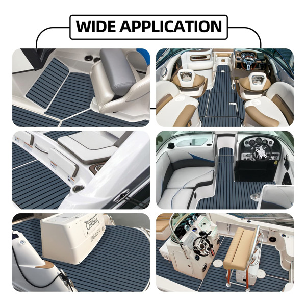 Boat Flooring，EVA Foam Boat Decking 94.5''，Non-Slip and Self-Adhesive Flooring Sea Deck ，Marine Carpet Mat，for Yacht Motorboat Swimming (Grey Black Lines, 94.5''x35'')